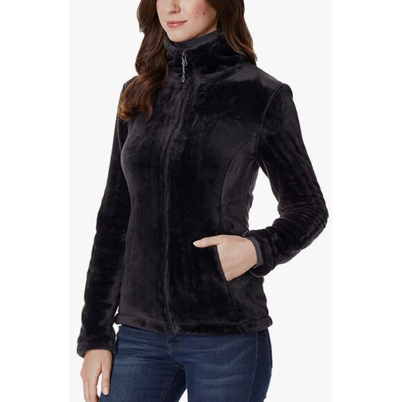 Size Medium Womens Black 32 DEGREES‎ Heat Soft Cozy Plush Velvet Full Zip Jacket - Picture 2 of 6